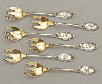 Antique German Silver Oyster Forks (Set of 6) - Bruckmann, C.F. Gutig, Leipzig
